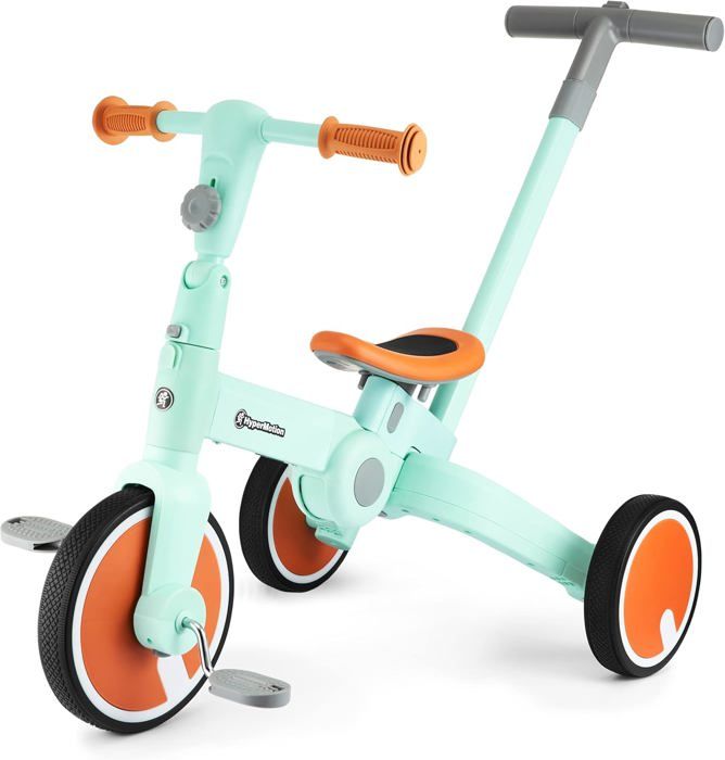 HyperMotion Velo Multifonctions Draisienne Tricycle pour enfants Velo 3 ou 2 Roues a Pedales Amovibles Poussoir Reglable Menthe Cdiscount Jeux Jouets