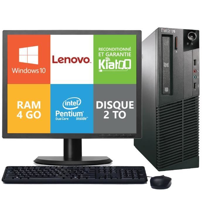 Achat Ordinateur de bureau ordinateur de bureau lenovo thinkcentre m71 dual core 4 go ram 2 to disque dur écran 17 pouces,windows 10 pas cher