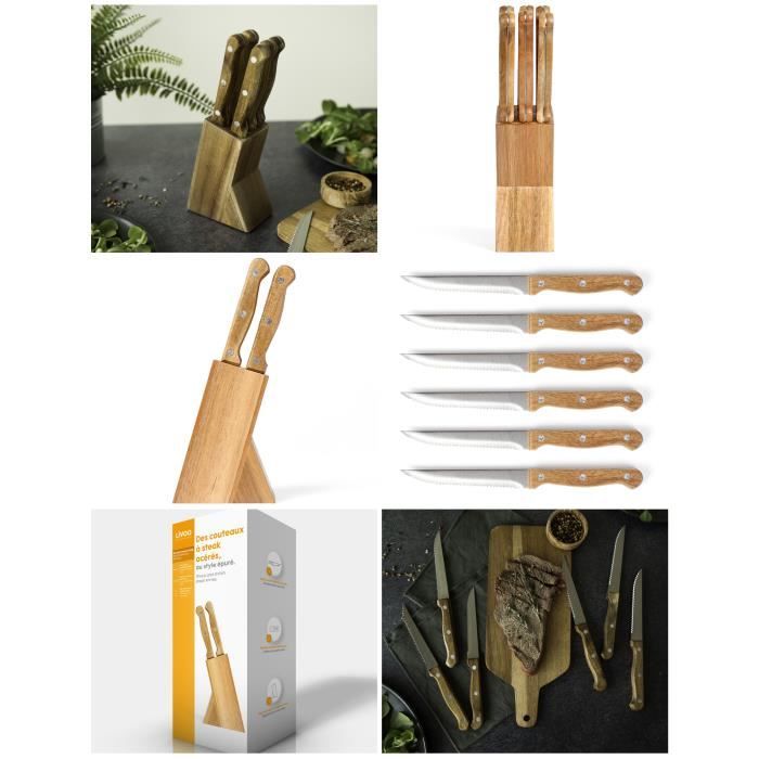 Set de 4 couteaux bois d'acacia et lame inox Mathon