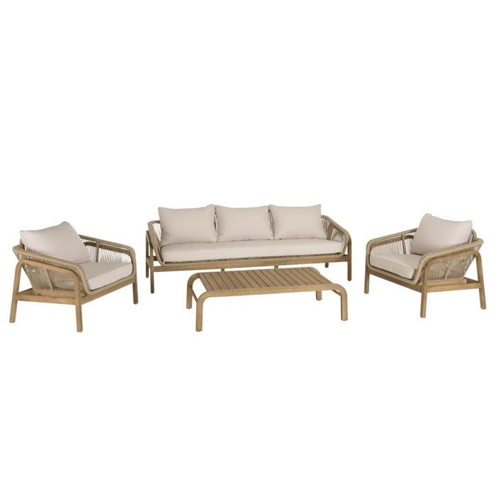 MACABANE CELESTIN - Lot n°1 Salon de jardin 5 p. en acacia/cordage synthé. beige CELESTIN MACABANE CELESTIN - Lot n°1 Salon de jardin 5 p. en acacia/cordage synthé. beige CELESTIN