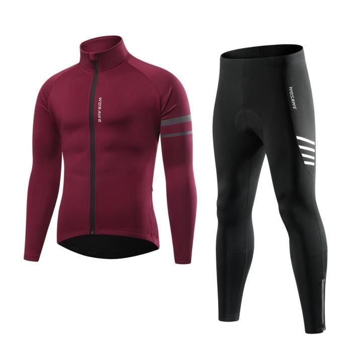 Tenue Cyclisme Homme Manches Longues + Cuissard 9D Gel - Maillot VTT Respirant