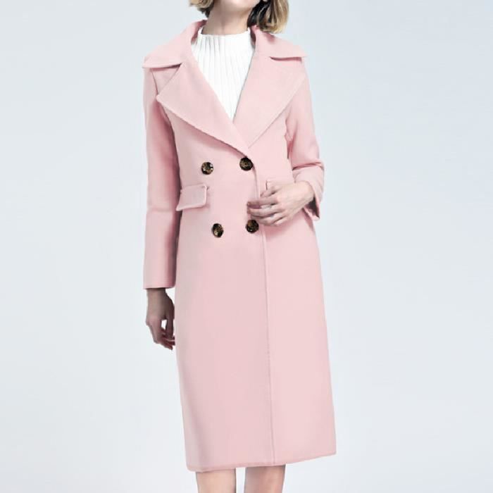 manteau long femme rose