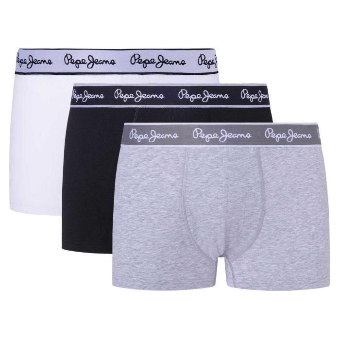 Calecon Homme Pepe Jeans Paquet de 3 Gris clair noir blanc Taille standard Gris clair noir blanc Cdiscount Pret a Porter