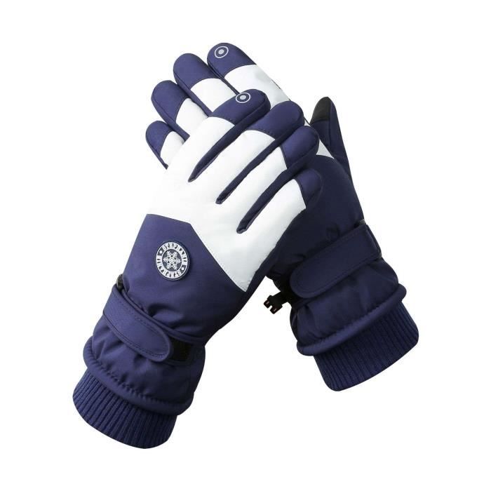 Gants de ski homme - écran tactile - velours pour la chaleur - imperméables et antidérapants - Bleu/blanc