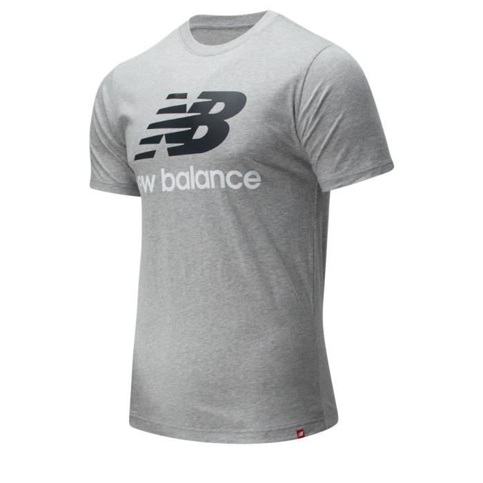 New Balance T-Shirt Uomo Essentials Stacked Logo Grigia MT01575AG