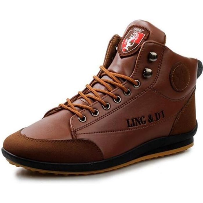 chaussure marron montante