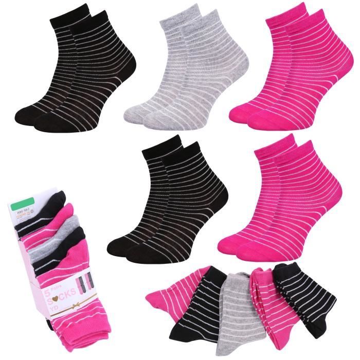 Mi-chaussettes fille rose/noir/gris/violet 35/38 TEX : le lot de 7 paires  de chaussettes à Prix Carrefour