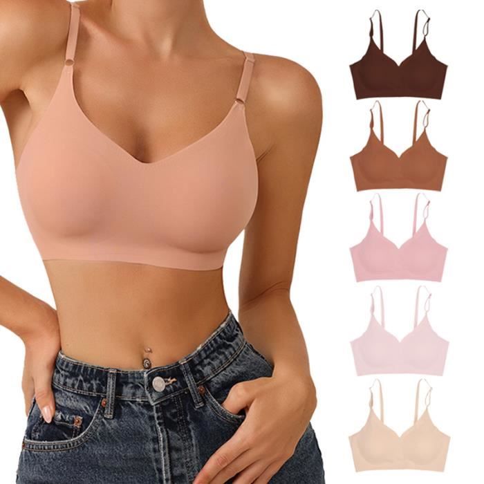 Lot de 5 Soutien Gorge Push up Femme Brassiere Sans Armature avec Coussinets Amovibles Sous vetements Confortables Lingerie Femmes