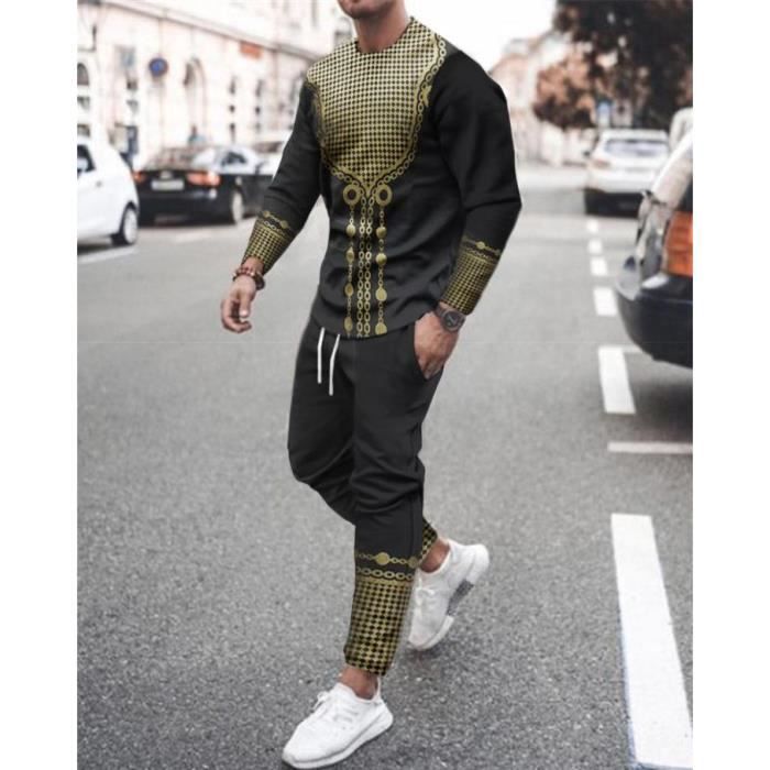 Ensemble chemise pantalon homme manches longues mode de rue impression printemps et automne Noir 2 Tammy Noir 1 Cdiscount Pret a Porter