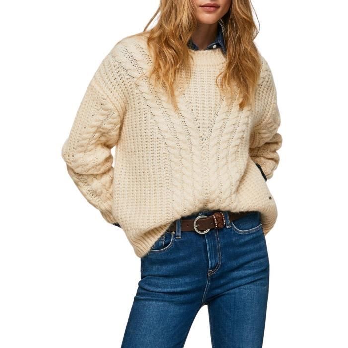 Pull Pepe Jeans Trenzado Bey Beige pour Femme PEPE JEANS