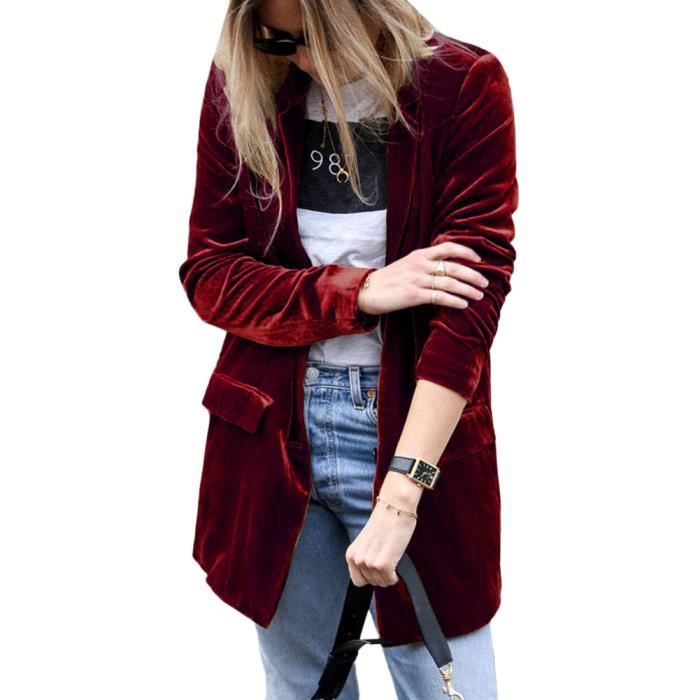 Blazer velours femme store rouge
