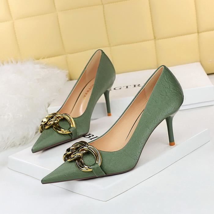 Escarpin Femme Mode Sexy Talon Ultra Haut Bout Pointu Boucle Unique Vert 7.5cm Achat Vente Escarpin Femme Mode Sexy Talon Ultra Haut Bout Pointu Boucle Unique Vert 7.5cm pas cher Cdiscount