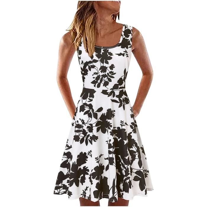 Robe été Femme Fluide Chic Été Robe de Plage Casual Grande Taille Robe