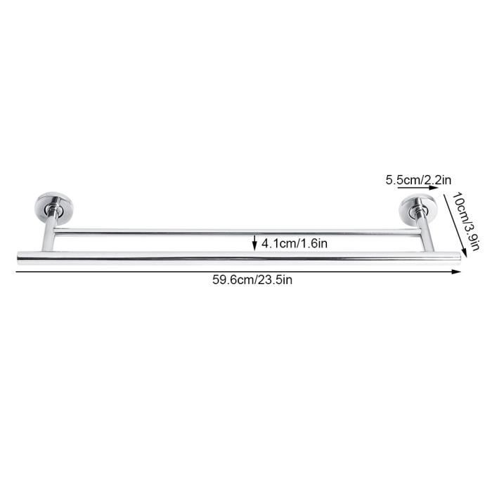 Porte-Serviettes Double Barre XIAJIA - Acier Inox 304 Brossé, Adhésif 3M, 70cm