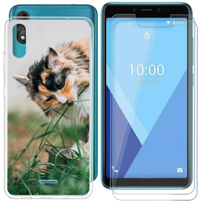 WM84 ZXLZKQ pour Wiko Y51 Noir TPU Souple Silicone Etui Housse Cover Bumper Case et HD trempé Protection écran/Anti-Rayure 5.45 Pouces Coque Verre trempé 