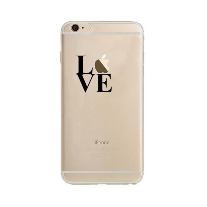 Coque TPU Souple Pour IPhone 6/6S - Design Cœur Mignon Noir Et Rose - Protection Slim Et Anti-chocs