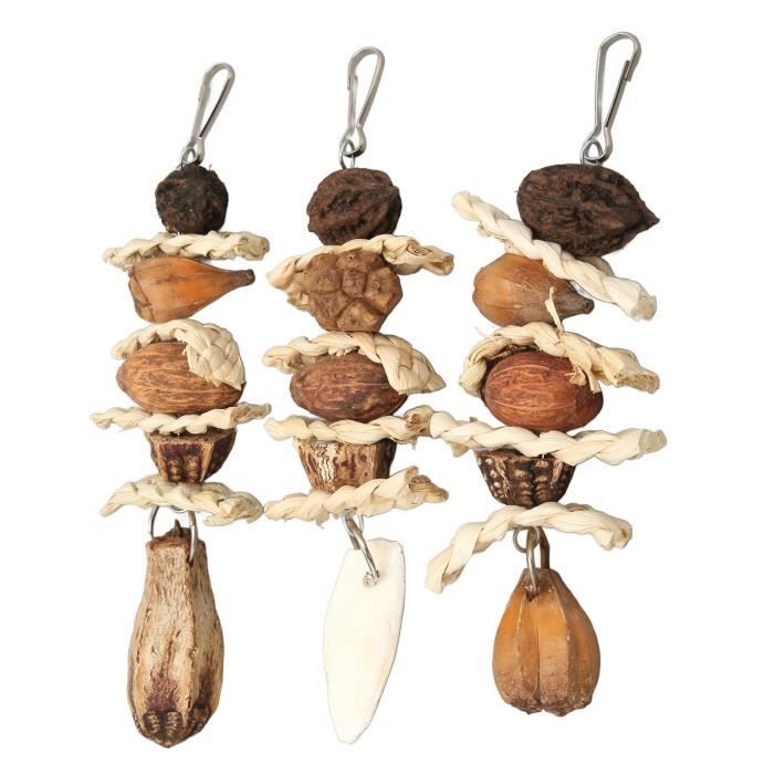 Jouet à Mâcher Pour Perroquet & Perruche - 3 Pièces Avec Pierre Minérale, Cloches & Perches - Aiguiseur De Bec