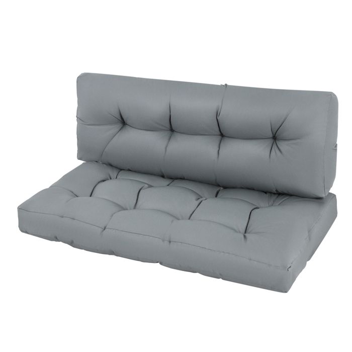 Outsunny Coussins Matelas Assise Dossier pour Banc de Jardin balancelle canapé 2 Places Grand Confort Polyester Gris