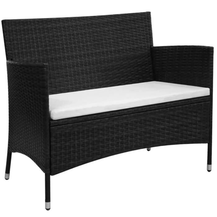 Banc De Jardin Sieges D Exterieur Rotin Synthetique 106 X 60 X 84 Cm Noir Achat Vente Banc D Exterieur Banc De Jardin Sieges Cdiscount
