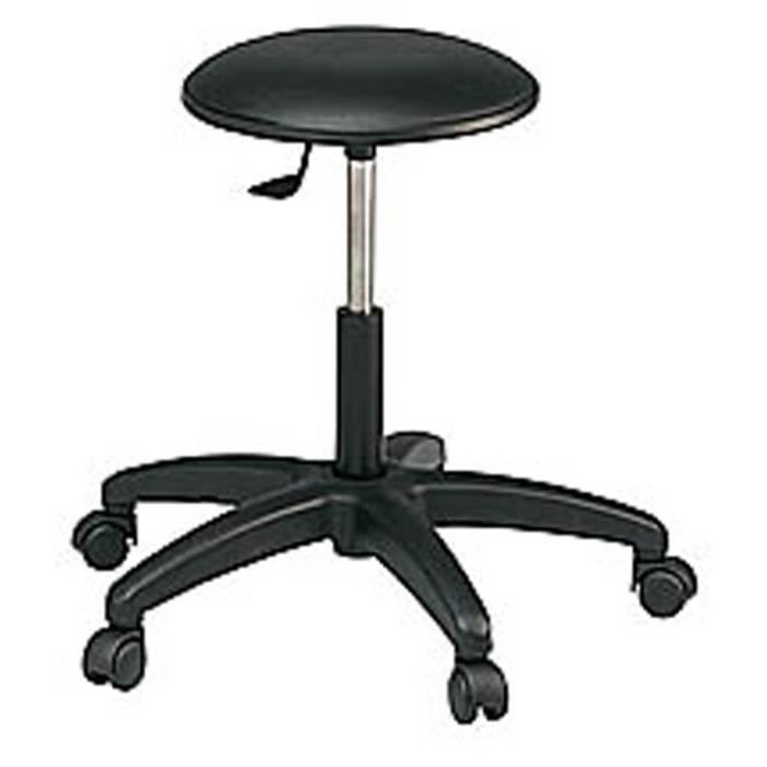 Tabouret bas standard vinyle noir sur roulettes