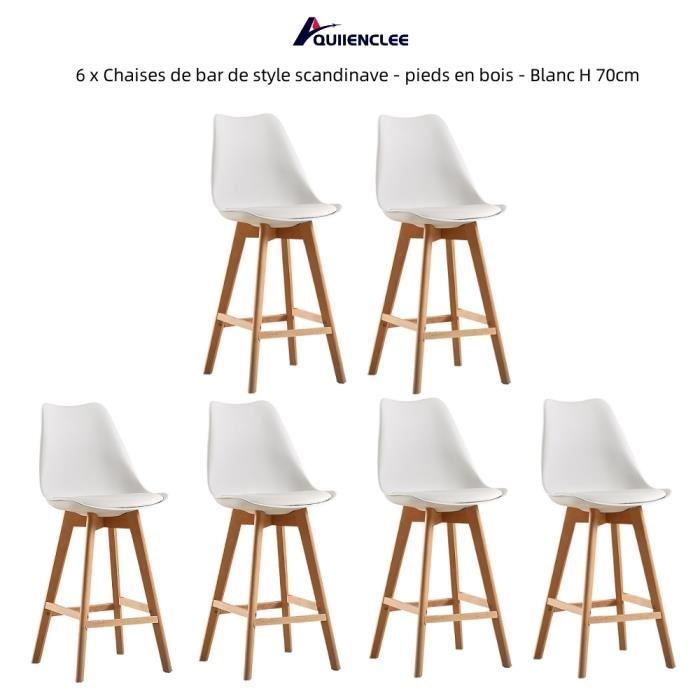 chaises de bar de style scandinave - quiienclee - blanc - h 70cm