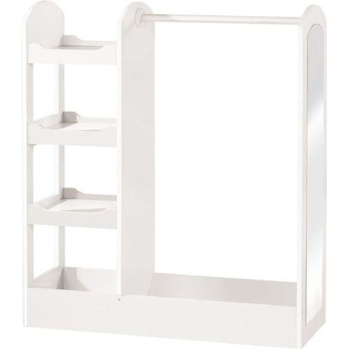 Porte Manteau Bébé avec Penderie - Étagères et Miroir - Bois Blanc laqué - ROBA Porte Manteau Bébé avec Penderie - Étagères et Miroir - Bois Blanc laqué - ROBA