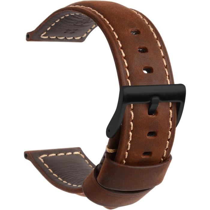 Bracelet Montre En Cuir Suédé Véritable – 18 à 24 Mm, Boucle Standard, Installation Simple | Pour Homme, Remplacement Confortable
