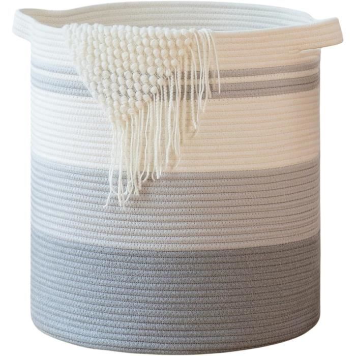 Grand Panier à Linge Casaphoria En Corde De Coton 40,1 X 40,1 X 35,1 Cm - Design Élégant Et Pratique