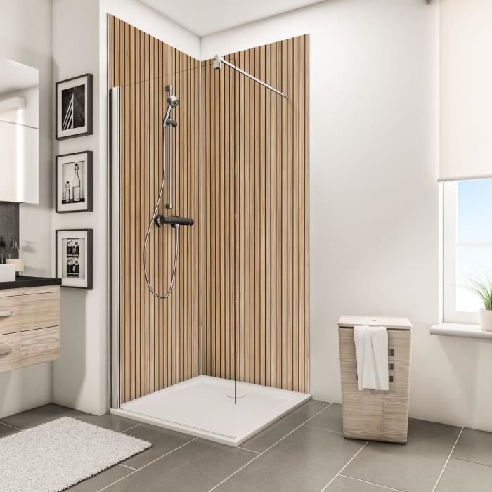 Lot de 2 panneaux muraux 100 x 210 cm, revêtement pour douche et salle de bains, DécoDesign DÉCOR, Schulte, Japandi vertical
