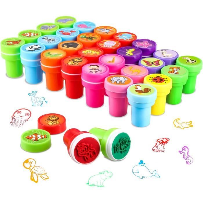 30 Tampons Animaux Enfants – Set Mini Tampons Auto-Encreurs Multicolores Pour Cadeaux, Récompenses Scolaires Et Anniversaires
