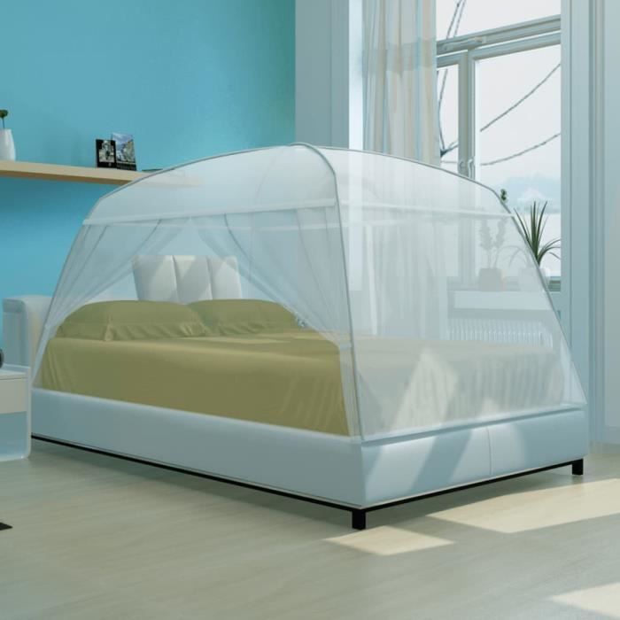 Moustiquaire Lit 150 X 200 X 150 Cm Pliable - Double Porte Avec Sac De Rangement