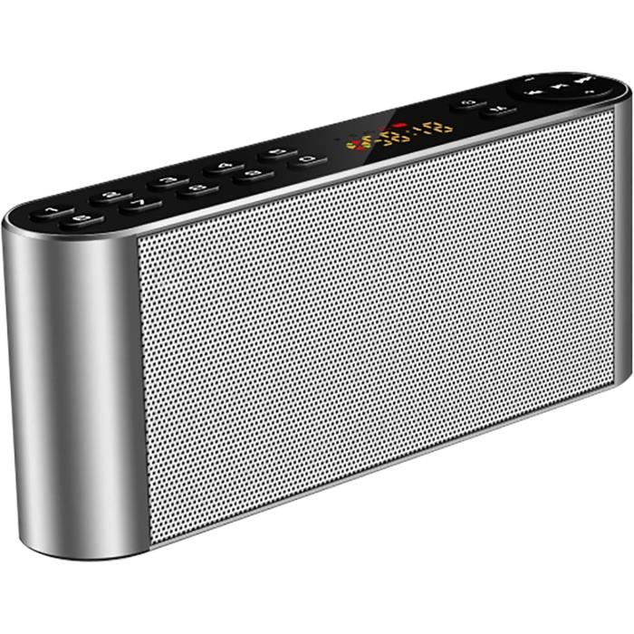 BWOO BS-54G - Haut-parleur Bluetooth 5.0 Étanche Portable Avec Cartes TF, AUX, USB, FM, Gris
