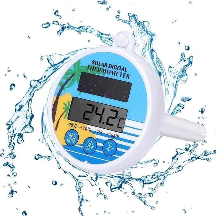 Thermomètre Piscine Sans Fil Solaire Flottant Thermomètre Piscine Sans Fil Solaire - Sonde Flottante LCD, Alarme Température - Étang, Spa, Bassin Thermomètre Flottant Piscine