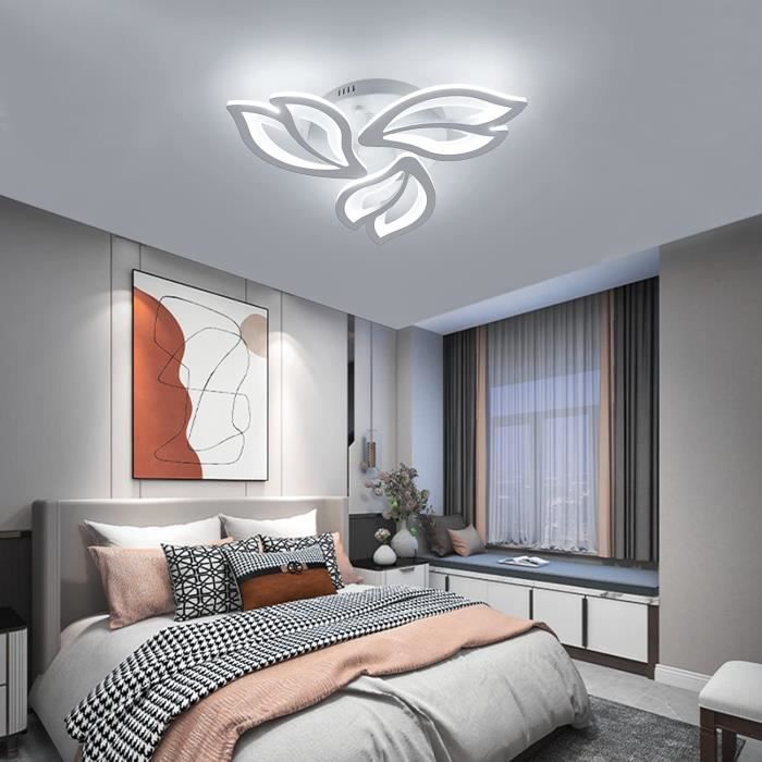 LED 85W Plafonnier Creative Fleur Forme Plafond Lampe Acrylique En Aluminium Abat-Jour Moderne Élégant Matt Blanc Plafonnier Lampe Salon Chambre