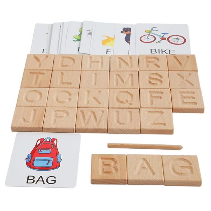TMZELOA – Jeu éducatif Montessori – Table De Sable Avec 36 Cartes – Apprendre L’orthographe En S’amusant Dès 3 Ans