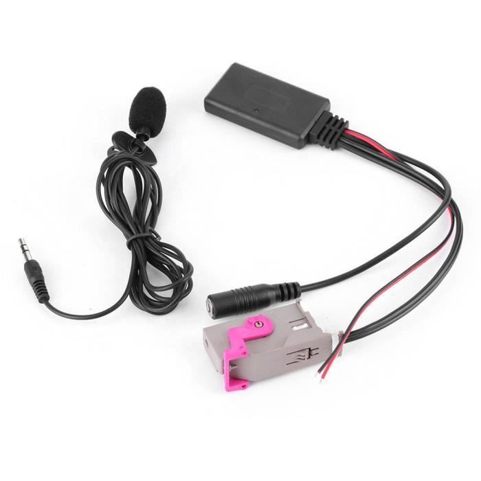Qiilu adaptateur de musique audio de voiture Adaptateur de microphone Fil Audio auxiliaire