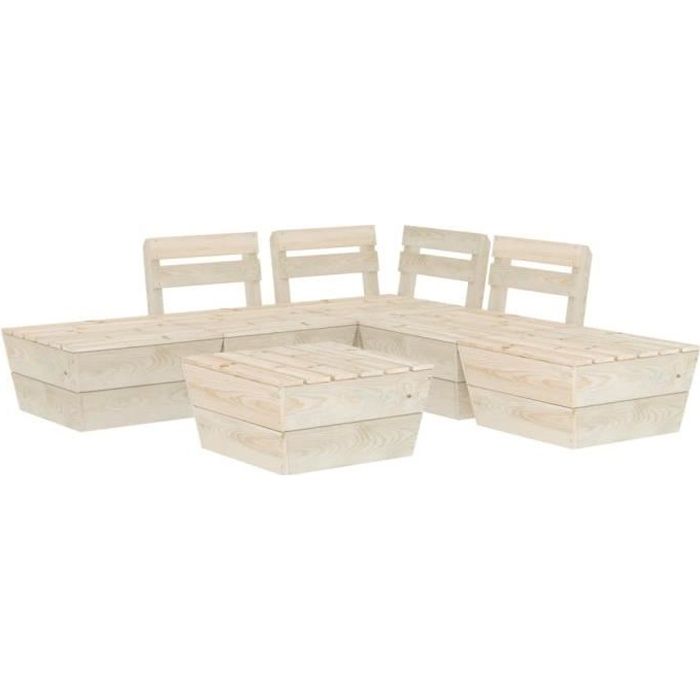 vidaXL Salon de jardin palette 6 pièces Bois d'épicéa - vue 2