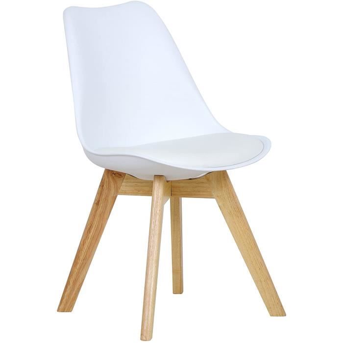 woltu chaise de salle à manger chaise scandinave en similicuir + plastique + bois,blanc