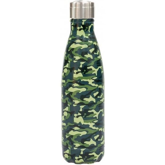 BARBACADO Bouteille Isotherme Camouflage, Gourde Isotherme Militaire, sans BPA, Bouteille INOX 500ml Double paroi, Cadeau Noël Homme