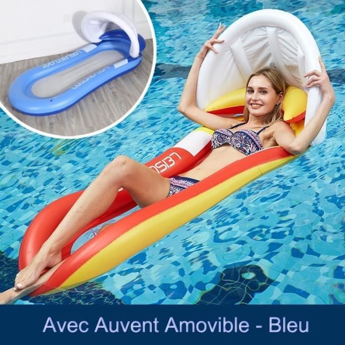Yolistar Bouee Gonflable Adulte Pour Piscine Lounge 160 90cm Avec Auvent Amovible Bleu Achat Vente Bouee Brassard Cdiscount