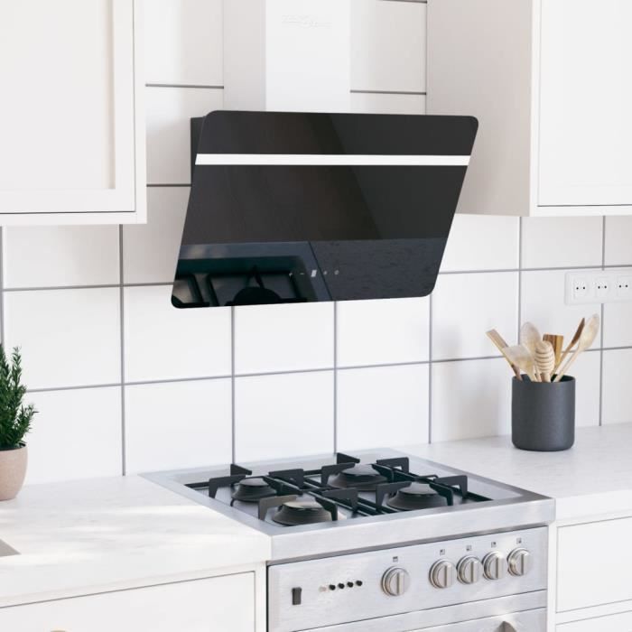 FAN Hottes aspirantes Hotte murale 60 cm Acier et verre trempé Noir