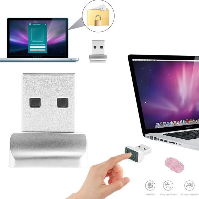 Lecteur D'Empreintes Digitales USB WA28 - Mini Scanner Biométrique Ultra-Rapide, Calibrage 360°, Compatible Windows, MacOS, Chrome
