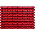 Système de rangement 115 x 78 cm a suspendre 126 boites bacs a bec XS rouge boites de rangement-1