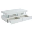 Table basse FABIO - MDF laqué blanc - LEDs - 2 tiroirs & 2 niches-1