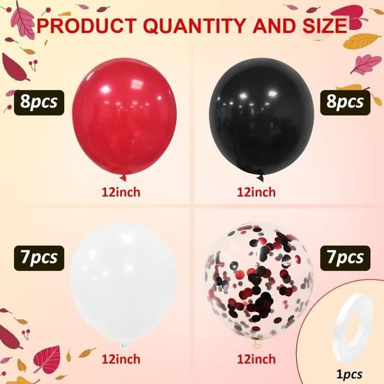 Ballon Rouge Et Noir, Unoeysat 50 Pièces 12 Pouces Ballon Confettis Rouge  Noir Argenté Ballons De Baudruche Hélium Latex Pou[u1261] - Cdiscount Maison