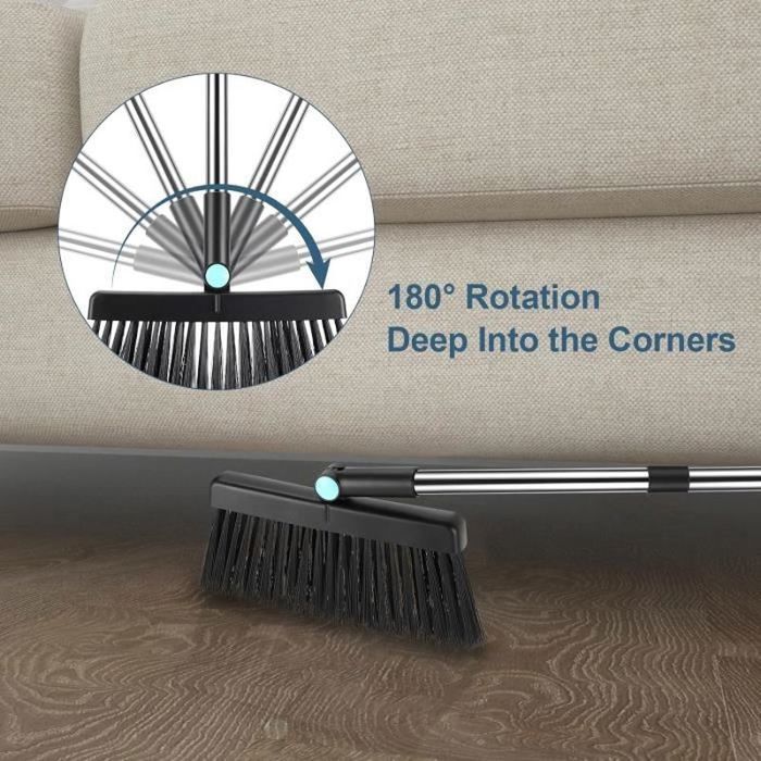 Balayette Et Pelle JEHONN - Manche Long 138cm Rotatif 180° | Nettoyage Sols Et Angles