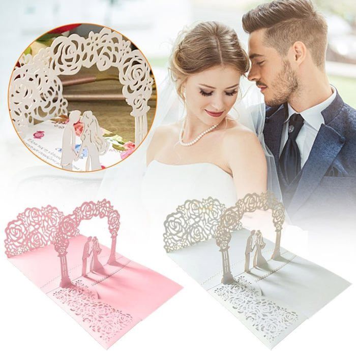 Carte de mariage artisanale 3D éventail - faire-part élégant et unique