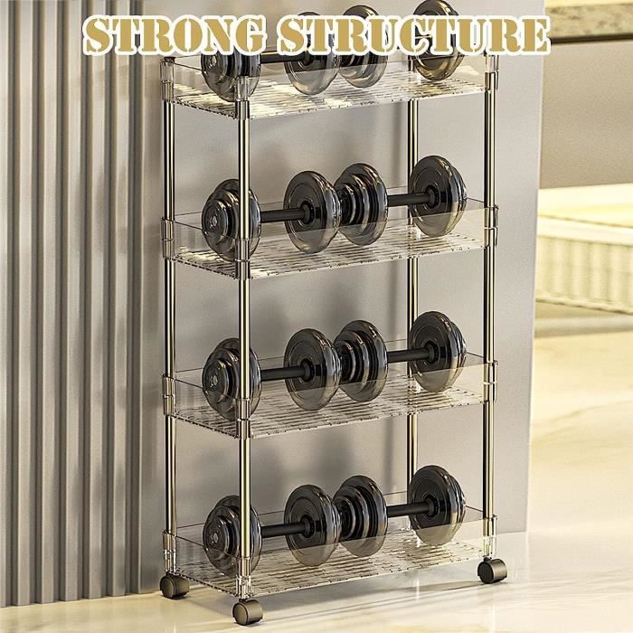 Chariot De Rangement 2 Niveaux Sur Roulettes - Organisateur Mobile Pour Cuisine, Bureau Ou Salon - 7