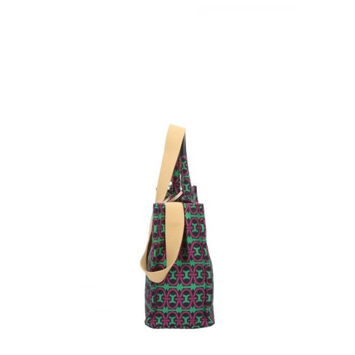 Sac à main multicolore en raphia bandoulière corne