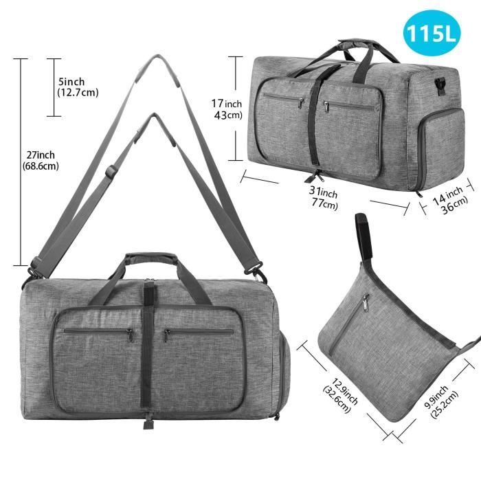 Lubardy Sac de voyage grand homme 65 l 80 l 100 l - Sac de voyage pliable avec compartiment à chaussures - Sac de sport léger pour homme, Noir - 65 l Lubardy Sac de voyage grand homme 65 l 80 l 100 l - Sac de voyage pliable avec compartiment à chaussures - Sac de sport léger pour homme, Noir - 65 l